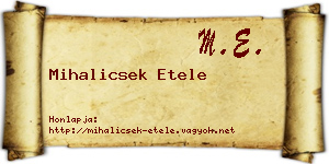 Mihalicsek Etele névjegykártya